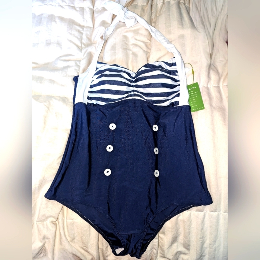 Peddney Sailor Striped 1pc swimsuit